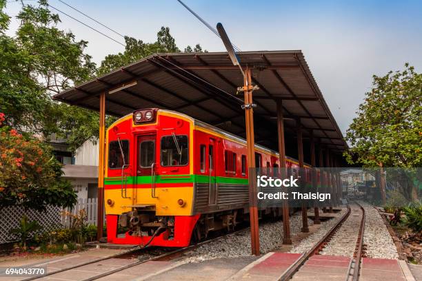 The Train Pass Inside The Fresh Market Stock Photo - Download Image Now - Rail Transportation, Thai Culture, Thailand
