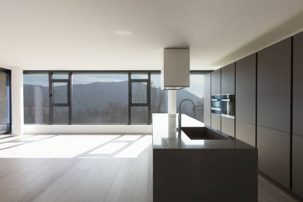 istock Island kitchen in a wide room 694044058