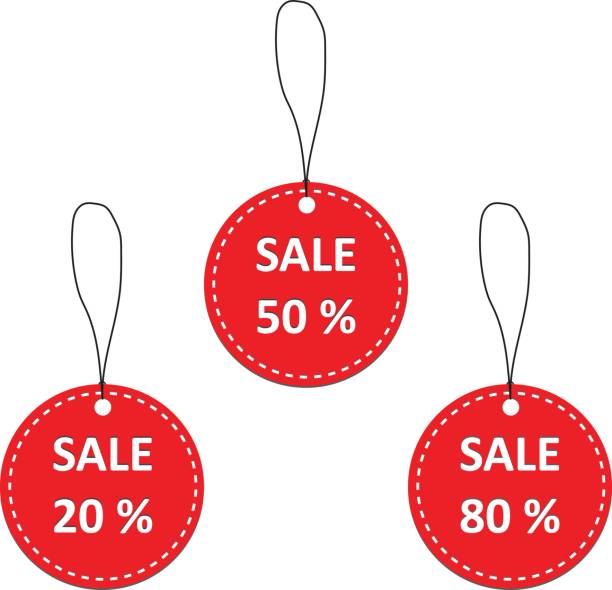 istock illustration of red color paper sale label with shadow 694044418