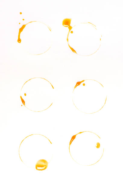 istock Set of brown coffee stains and drops isolated on white 694049006