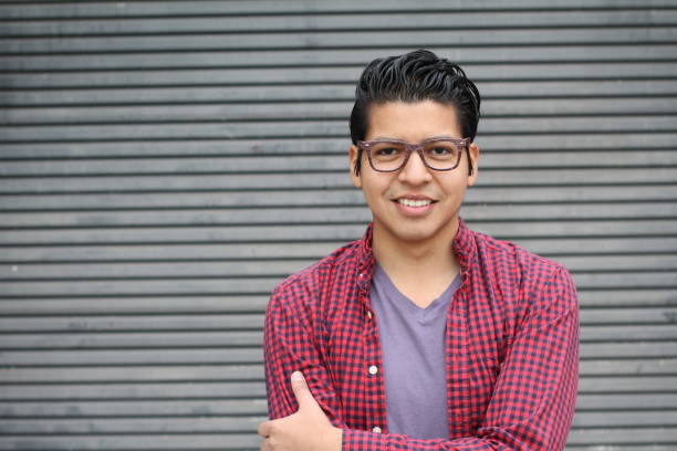 istock Handsome male with glasses portrait with copyspace 694054830