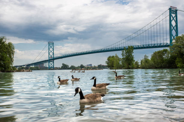 istock Ambassador Bridge - Windsor-Detroit 694058462