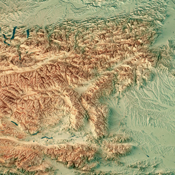 steiermark bundesland austria 3d render mapa topográfico - austria map topography satellite view fotografías e imágenes de stock