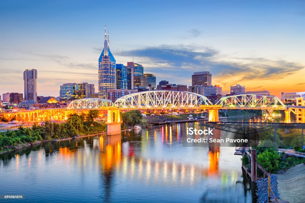 Nashville, Tennessee, USA Nashville, Tennessee, USA downtown skyline on the Cumberland River. Nashville Stock Photo