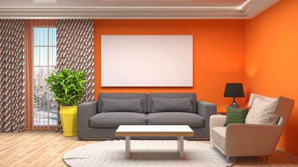 istock mock up poster frame in interior background. 3D Illustration 694068610