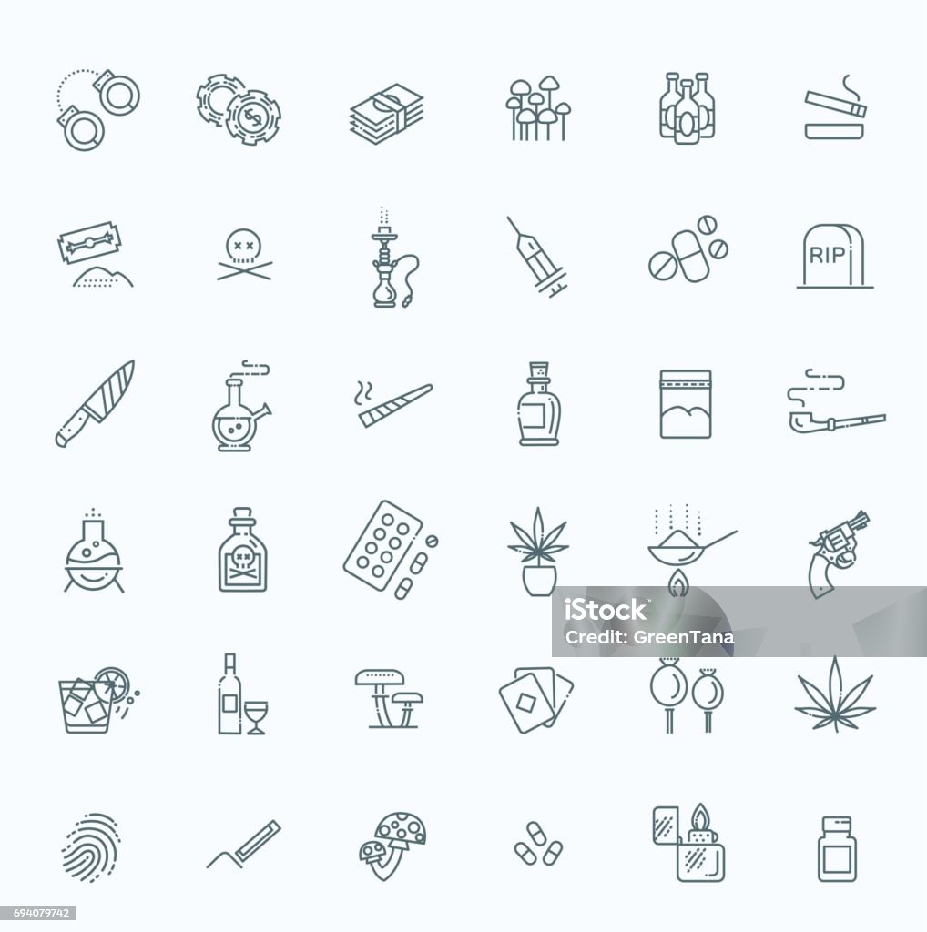 Simple Set of Drugs Related Vector Line Icons Simple Set of Crime Related Vector Line Icons Icon Symbol stock vector