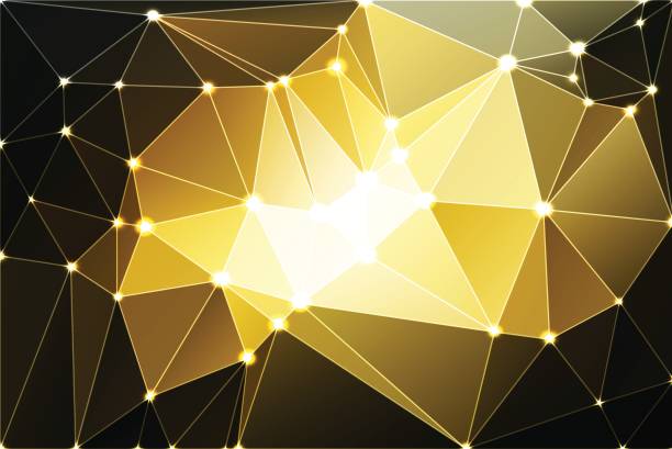 istock Black gray yellow white geometric background with mesh and lights 694079858