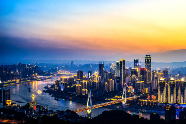 아름 다운 도시 충칭 - chongqing china bridge asia 뉴스 사진 이미지