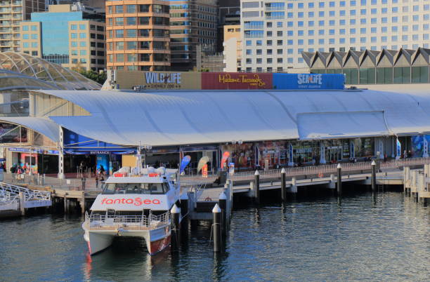 Sydney Australia - May 30, 2017: People visit Darling Harbour in Sydney Australia.
