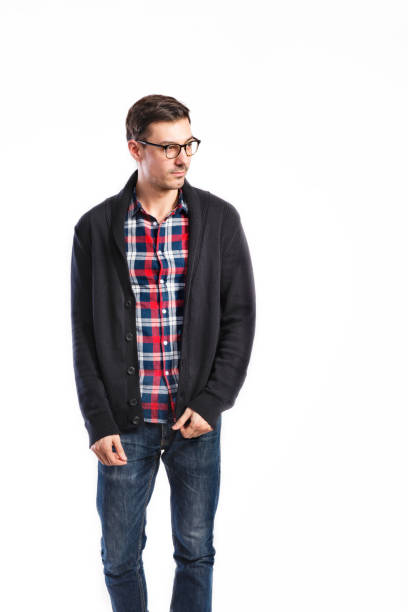 istock Handsome man in checked shirt, studio shot, isolated 694091792