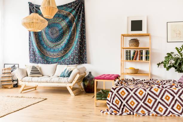 istock Ethnic accessories in room interior 694098602
