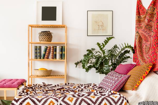 istock Bed in oriental bedroom 694098616