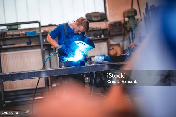 Im Getting Better And Better At Welding Stock Photo - Download Image Now - Adult, Adults Only, Blue-collar Worker