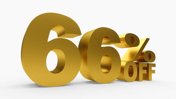 istock 3D rendering golden discount 66 percent off on white background 694099524