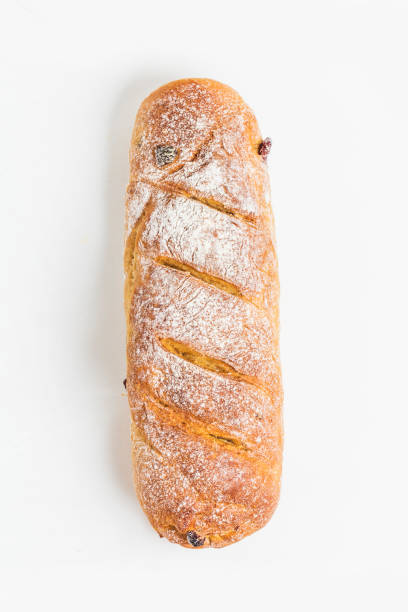 istock Close up shot of bread. Isolated on white background. 694099564