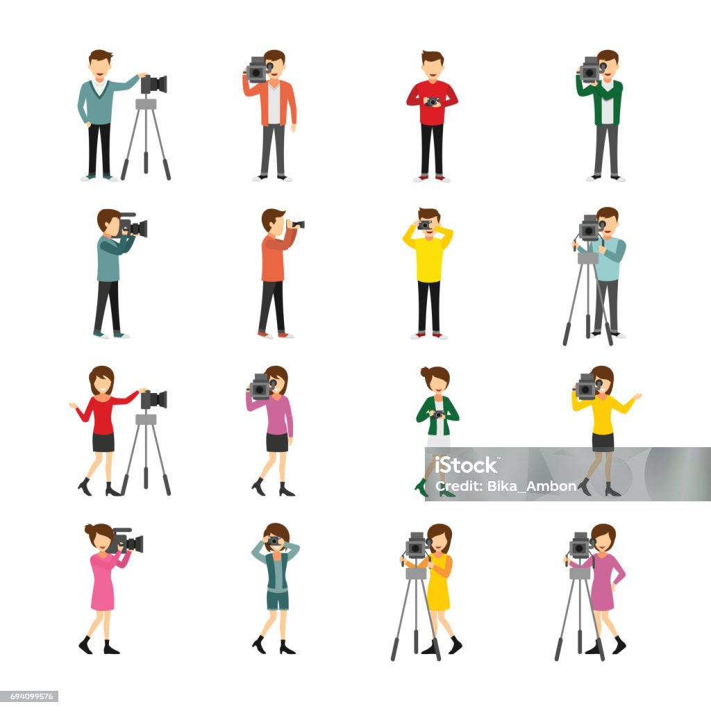 Cameraman Character Cameraman Character Design Vector Camera Operator stock vector