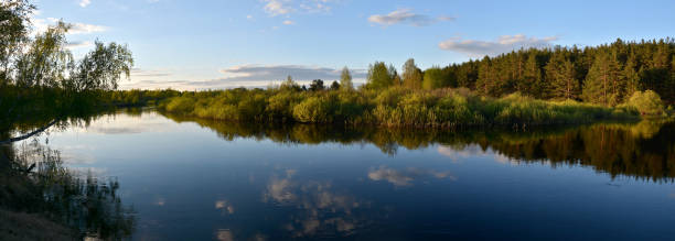 istock Panorama of the spring river. 694099642