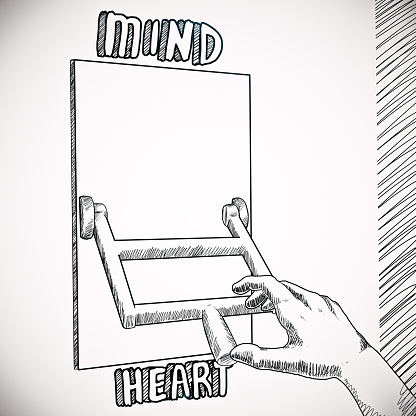 Drawing of hand switching to heart to mind mode