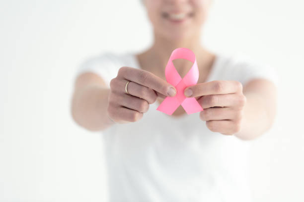 istock Wife holding a pink ribbon 694105318