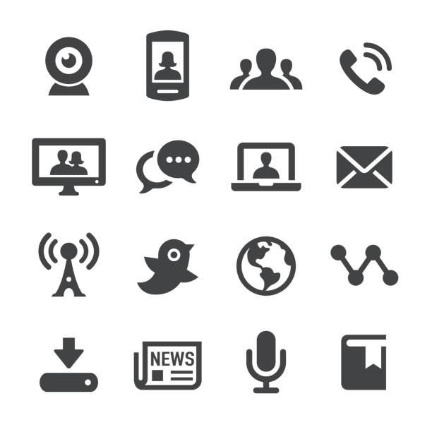ikony komunikacji i mediów - seria acme - address book audio stock illustrations
