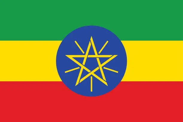 Vector illustration of Vector national flag of Ethiopia.