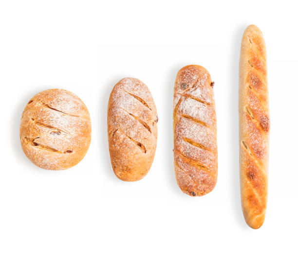 istock Close up shot of bread. Isolated on white background. 694106724
