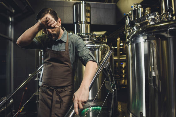 istock Male brewery worker in apron 694109900