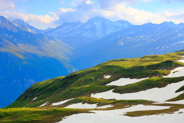 View from the summit of the Zwölferhorn to the Dachstein Massif with the Hallstätter Glacier