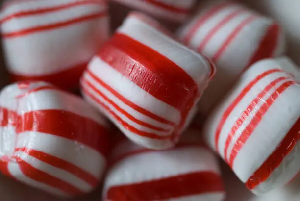 Macro photo of peppermint candies background.