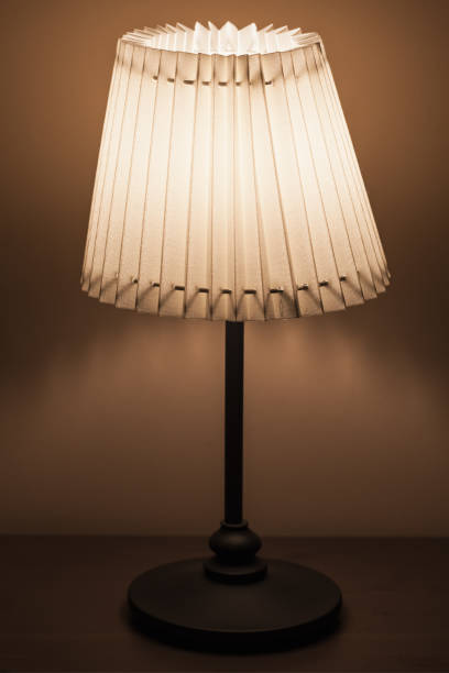 istock Classical lamp with round fabric lampshade 694122086