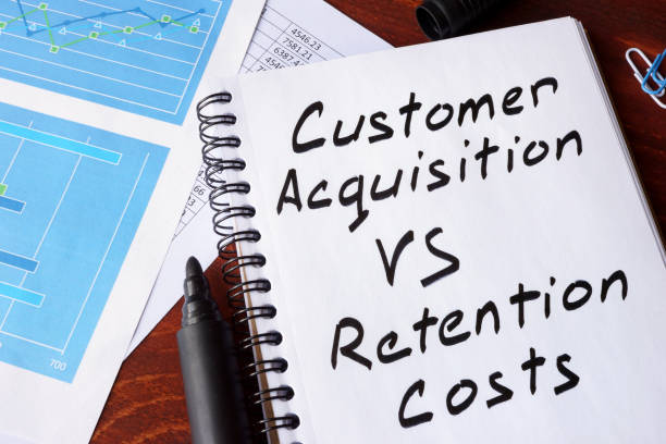 istock Customer Acquisition vs Retention Costs written in a note. 694124772