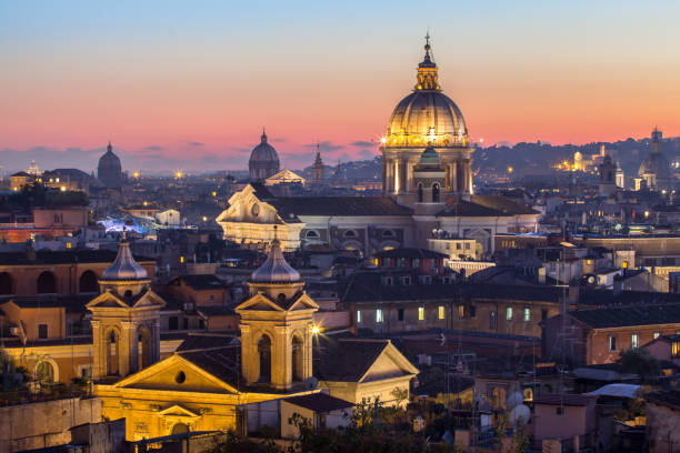 istock Panorama view of Rome at sunset 694134438