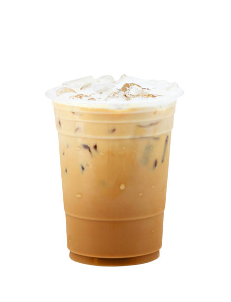 istock Iced coffee in plastic cup isolated on white background / coffee sweet 694135328