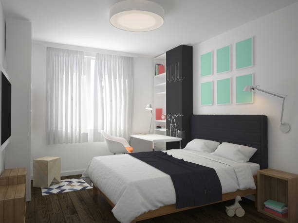 istock 3d rendering of a bedroom interior design 694135330