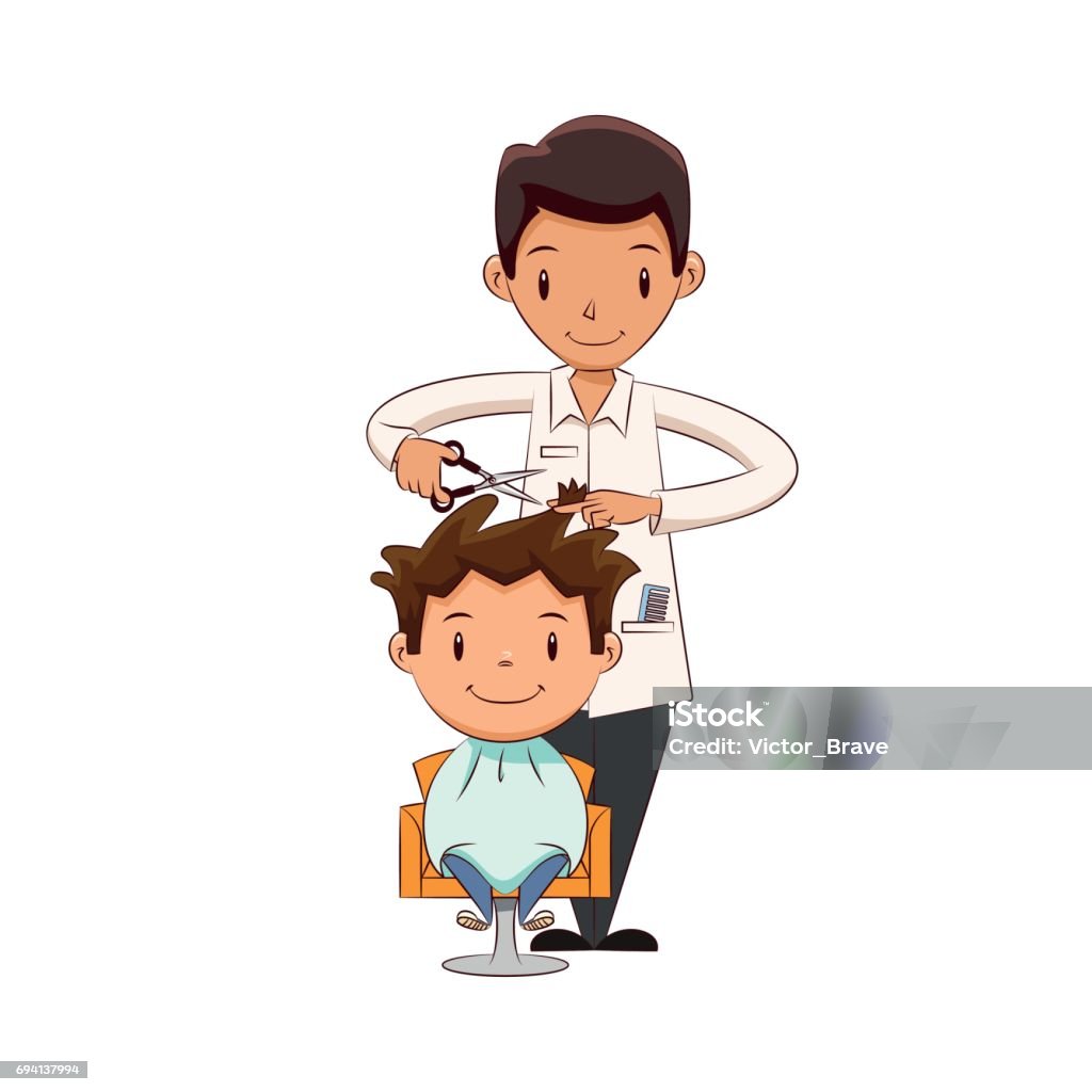 Child Getting A Haircut Stock Illustration - Download Image Now -  Hairdresser, Cutting Hair, Child - iStock