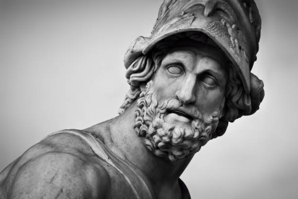 ancient sculpture of menelaus supporting the body of patroclus. florence, italy - loggia dei lanzi imagens e fotografias de stock