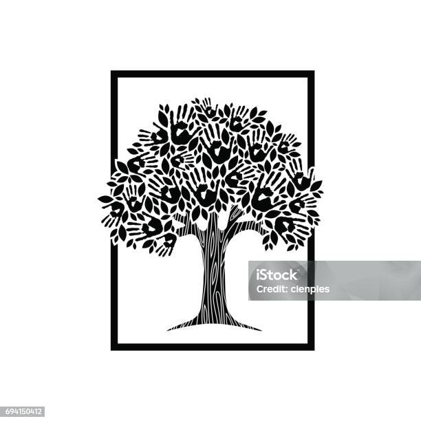 The Help Tree Design Hand Tree Concept Illustration For Charity Help Stock Illustration ...
