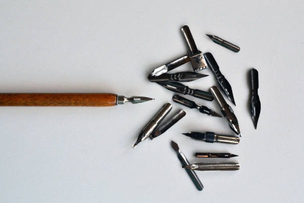 Composition of tools for calligraphy stock photo