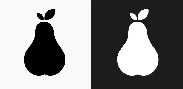 Vector illustration of Pear Icon on Black and White Vector Backgrounds