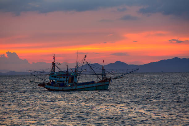 istock Fishing boat in the sea 694157524