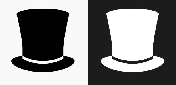 黒と白のベクトルの背景の帽子アイコン - シルクハット点のイラスト素材／クリップアート素材／マンガ素材／アイコン素材