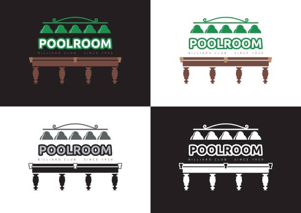 ilustrações de stock, clip art, desenhos animados e ícones de poolroom - billiard club logo design - sala de bilhar ilustrações