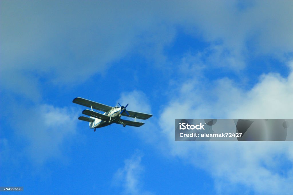 Antonov An-2 in the air plane Antonov An-2 flying in the air Aerospace Industry Stock Photo