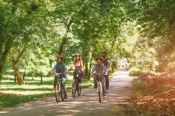 istock Family riding bicycle 694170958