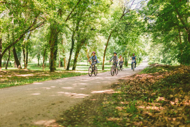 istock Family riding bicycle 694172320