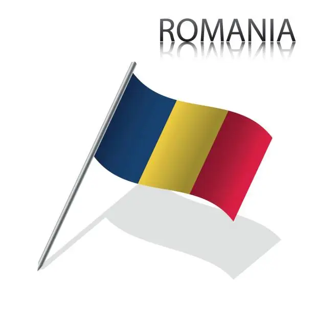 Vector illustration of Realistic Romanian flag, vector illustration