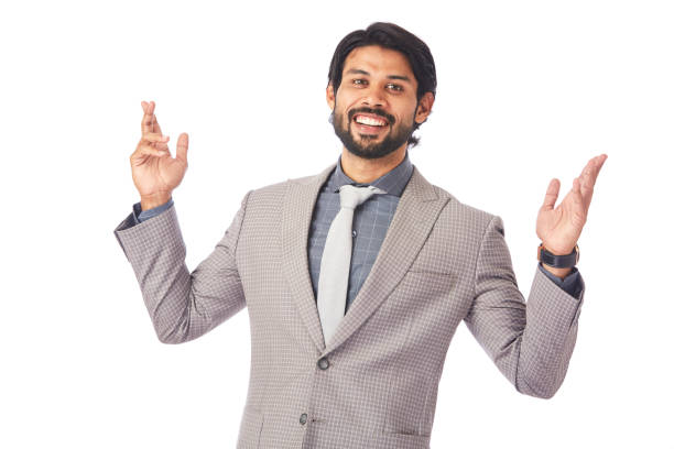 istock Cheerful young businessman in happy mood 694184238