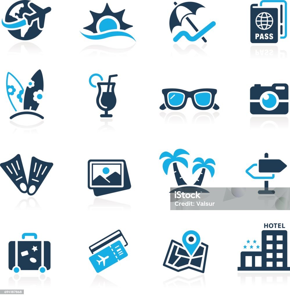 Sommer Urlaub Icons / / Azure Serie - Lizenzfrei Icon Vektorgrafik