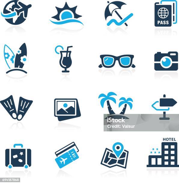 Summer Vacations Icons Azure Series Stock Illustration - Download Image Now - Icon Symbol, Vacations, Summer