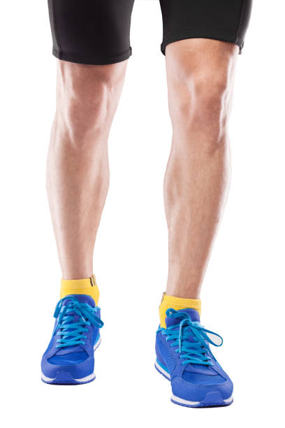 Man wearing sneakers isolated on white background